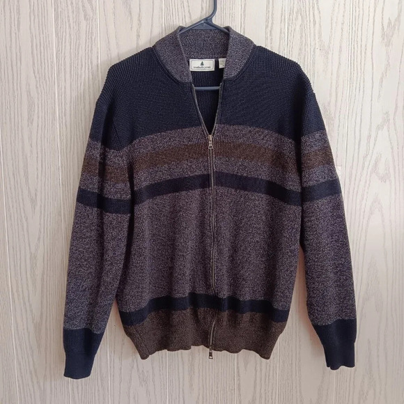Southern Pines Sweater Full Zip Navy Gray Stripes Mens Size XL - Picture 8 of 8